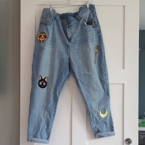 Hot Topic Light Blue Denim Jeans with Sailor Moon Patches